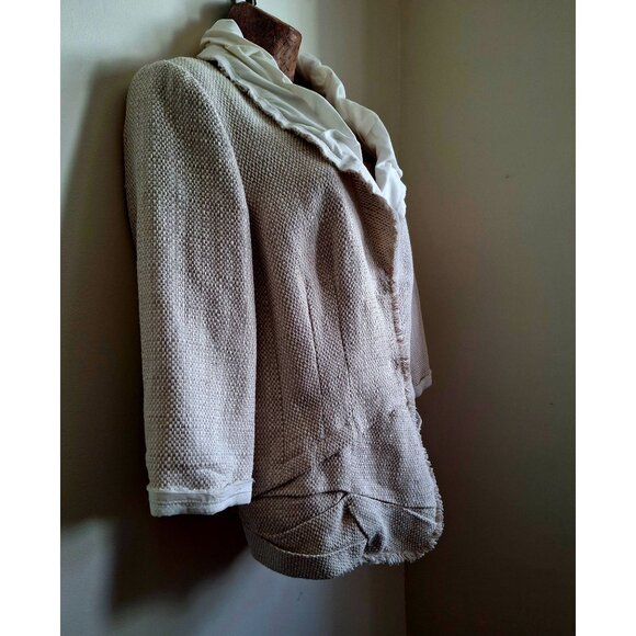 Soft Surroundings Textured Women's Open-Front Blazer with Frayed Hem & White Ruf - Picture 3 of 12